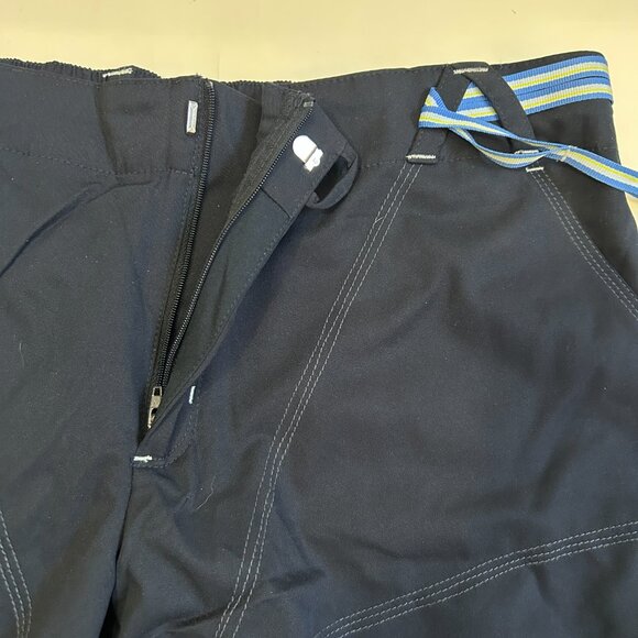 Vintage Nike Roll Up Capris Pants Womens L Navy Blue Tie cargo pocket Wide leg - Picture 6 of 12